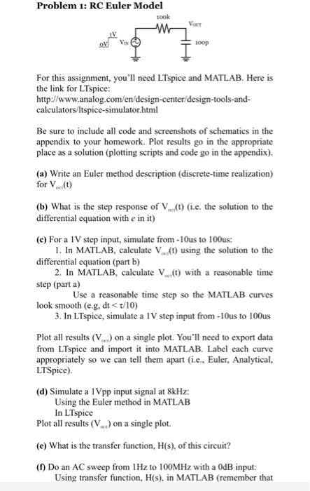  Problem 1: RC Euler Model 1ook VORT w ov Vox 300p