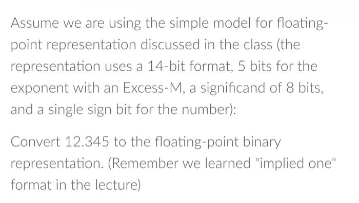 Computer Organization and Arch Assume we are using the simple model for
