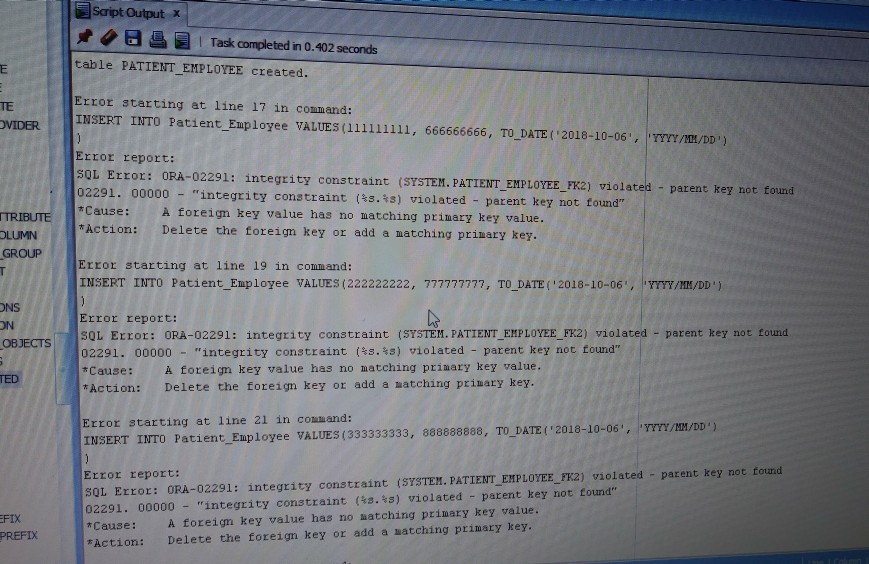 relate patients to the employees that care for them. I am trying