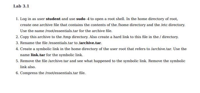  Lab 3.1 1. Log in as user student and use sudo