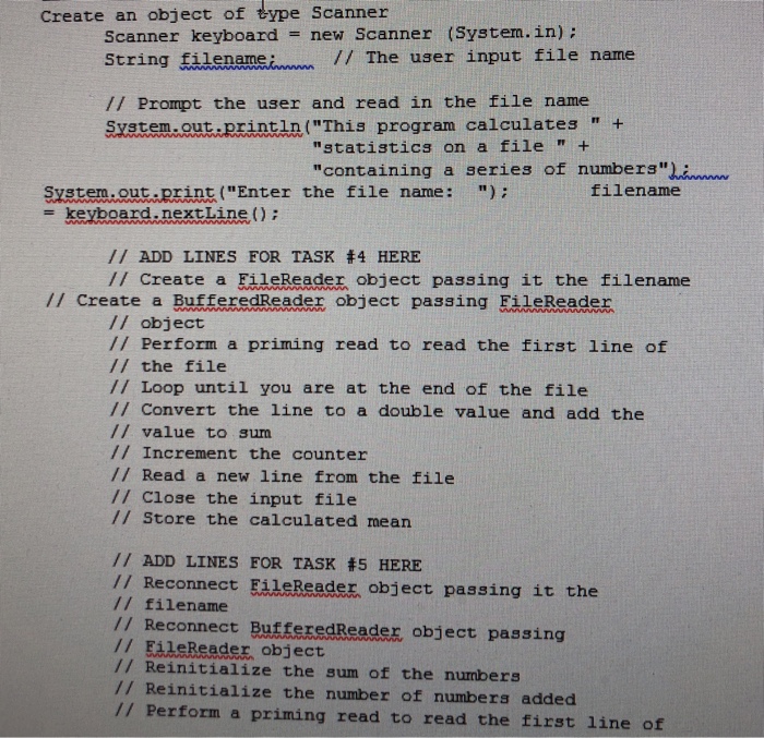 file 1/o import statement here This class reads numbers from a file,