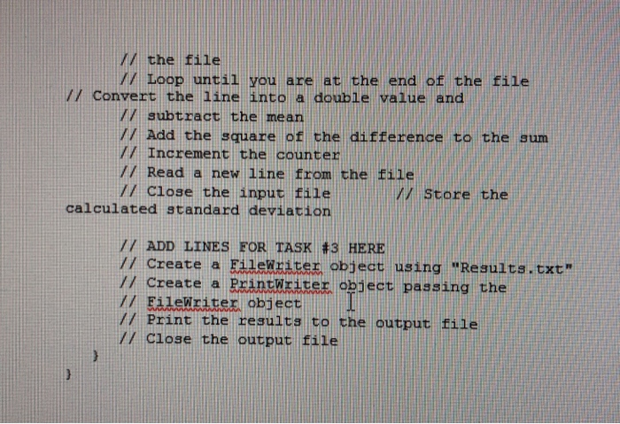 calculates the mean and standard deviation, and writes the results to a