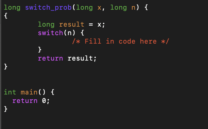 of the switch statement has been omitted: p1 in \%rdi, p2 in