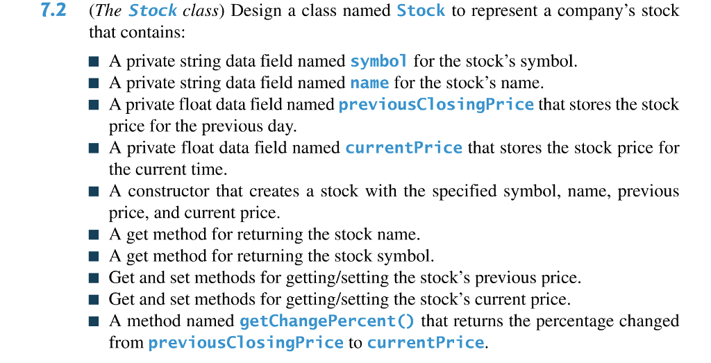 In Python, 7.2 (The Stock class) Design a class named Stock to