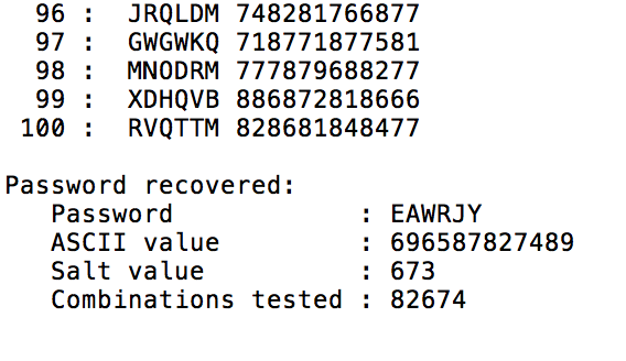a possibly stolen hashed password file. The inputs to the program will
