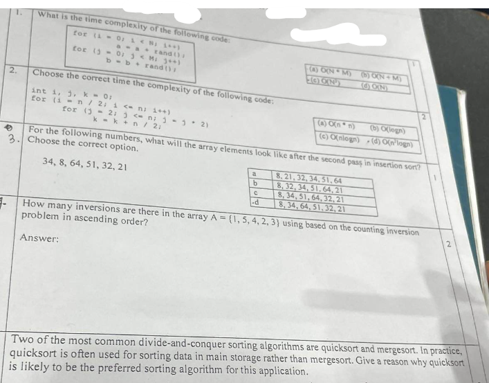  please answer all these question What is the time complexity of