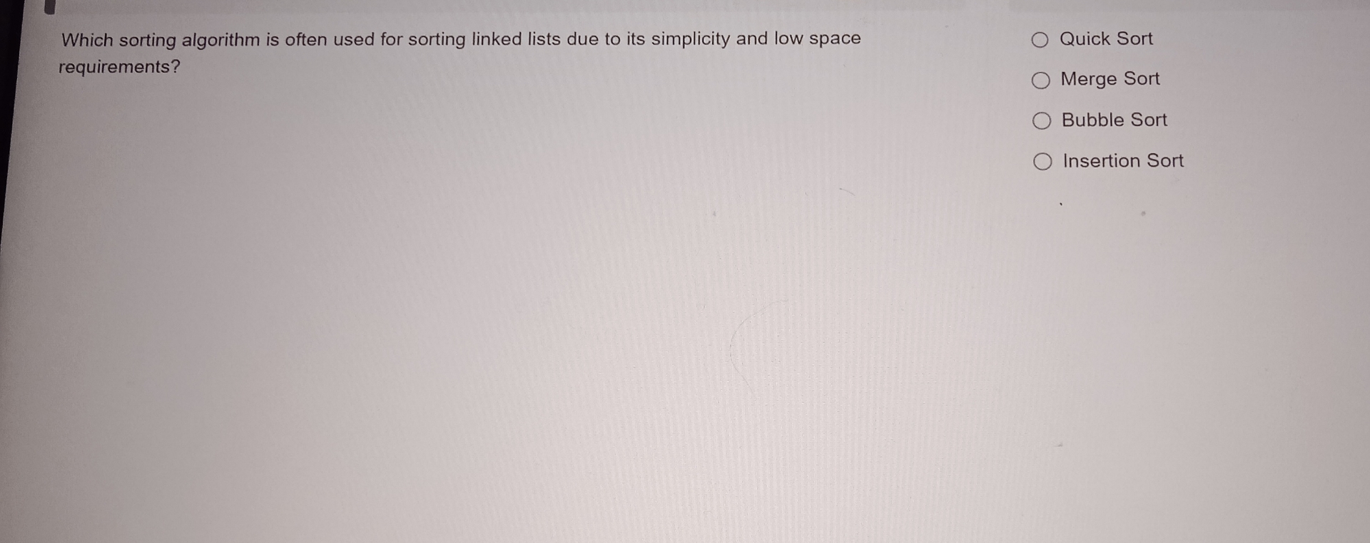  Which sorting algorithm is often used for sorting linked lists due
