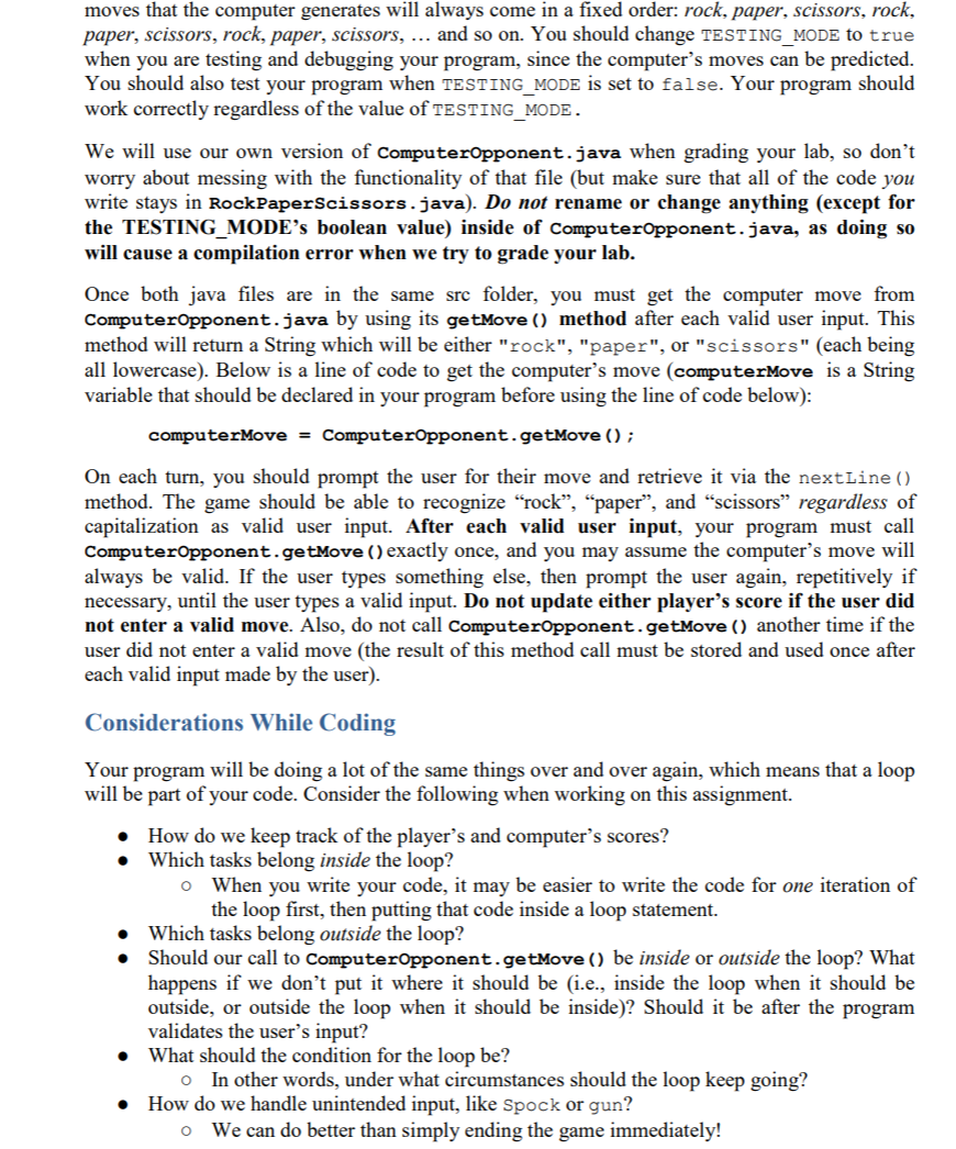 This class gives you the computer's move in Rock, Paper, Scissors. */