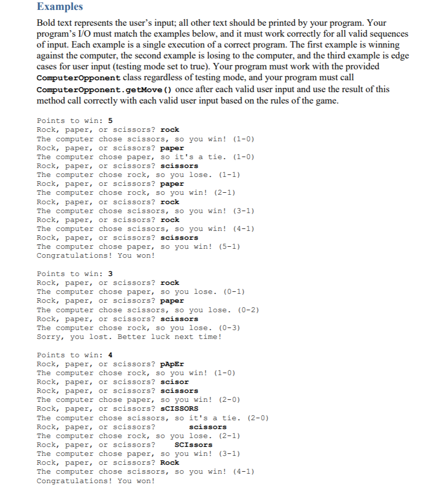 int cycler = 0; public static String getMove() { if (TESTING_MODE) {