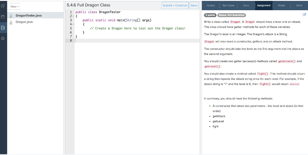  New + Save Output Test Ceses Docs Assignment Grade More 6
