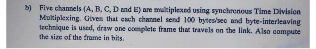  b) Five channels (A, B, C, D and E) are multiplexed
