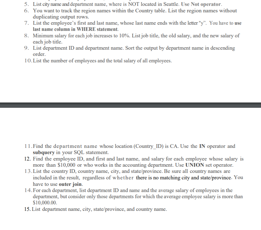 script provided. Before answering the questions, be familiar with the database structure