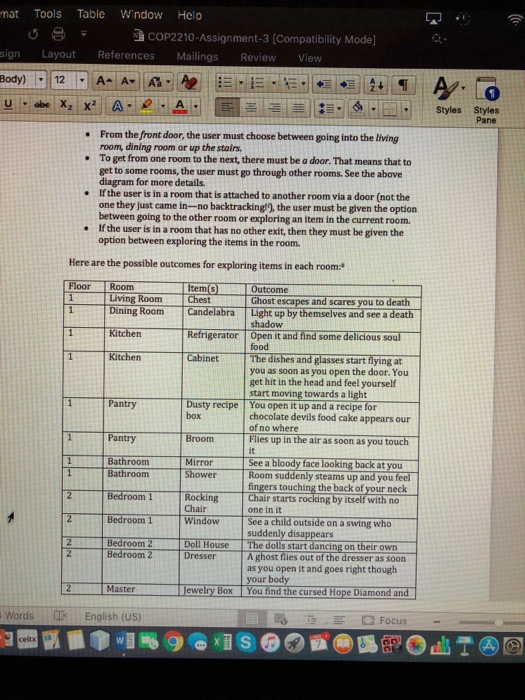 and then translate into code. Format Tools Table Window Help COP2210-Assignment-3 [Compatibility