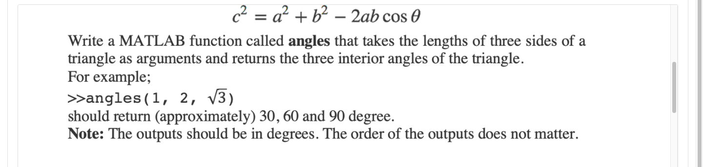 shown below, which has side lengths a, b and c and interior