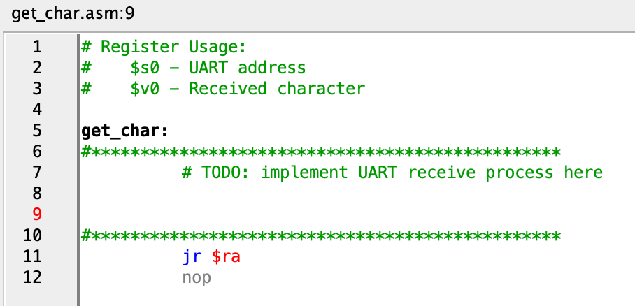 to read a char in PLP assembly The following files are given.