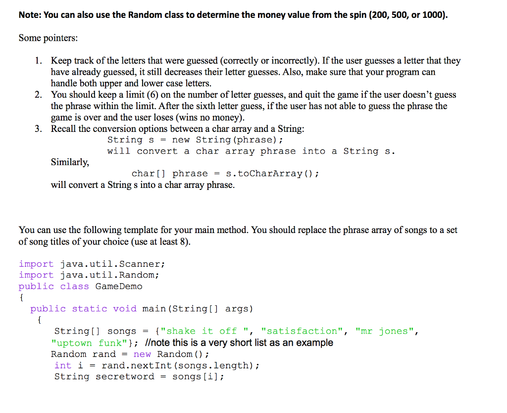 phrase (another array of char), in which each unknown letter in the