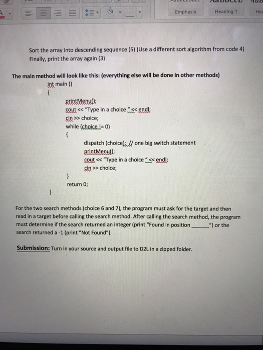 Review View AoBbCcDdEe AaBbCcD AaBbCcD Emphasis Heading1 Heading2 Instructions: Code a program