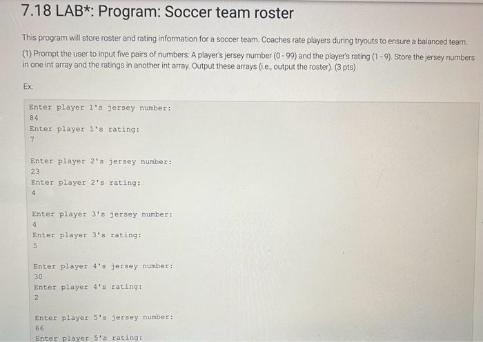 in java please This program will store roster and rating information
