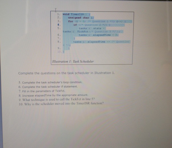  1void TimerISR 2. unsigned ahar ?y tasks/)istate ?. lustration : Task