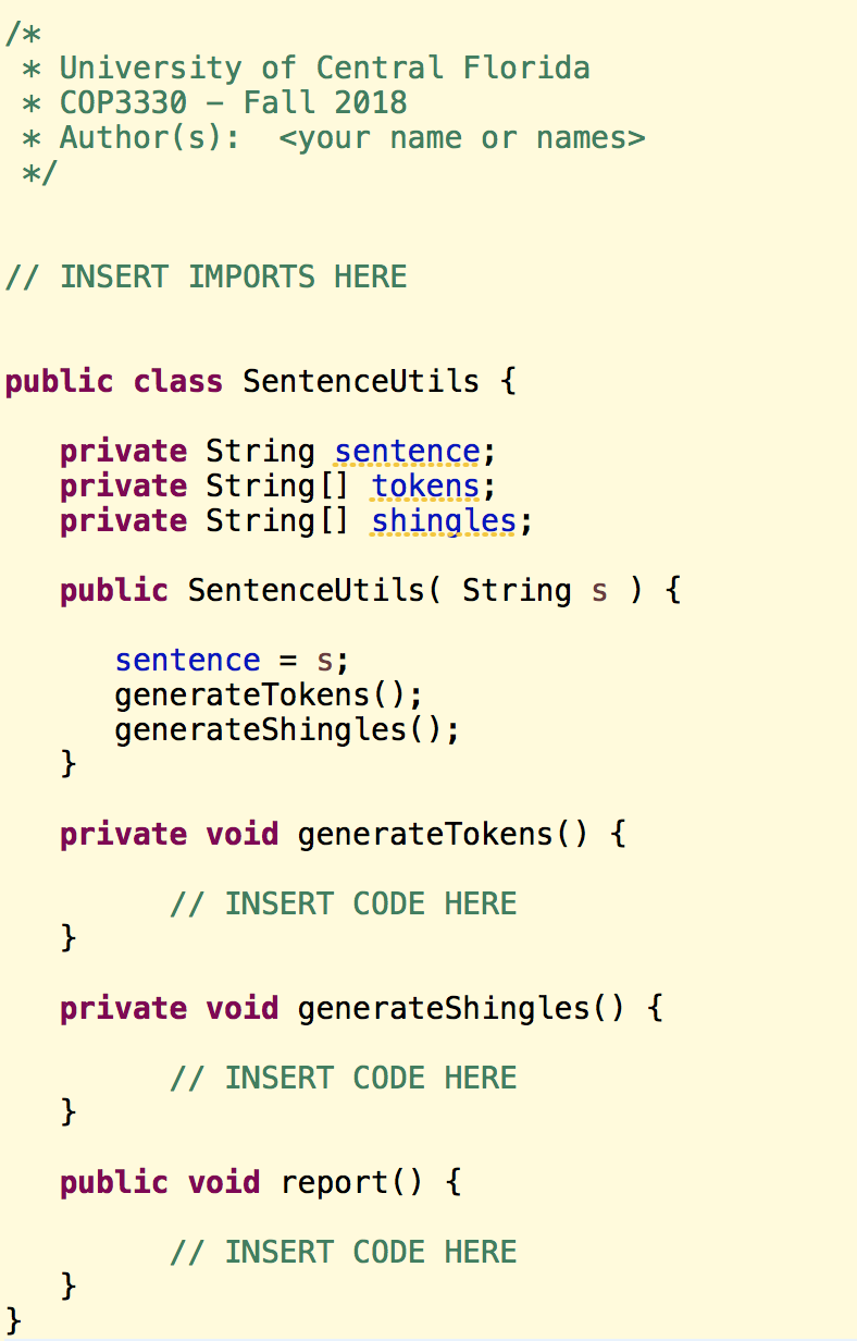 below) for each sentence. Templates are provided below for implementing the program