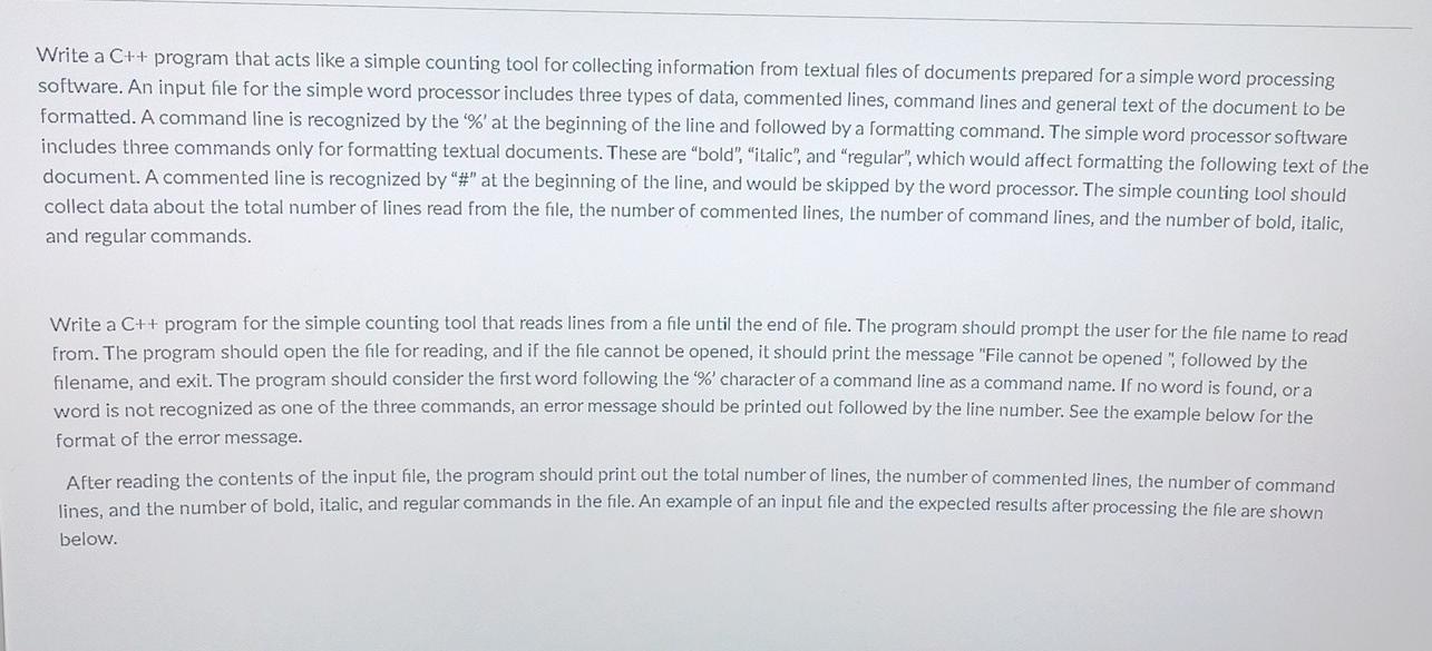 Write a C++ program that acts like a simple counting tool