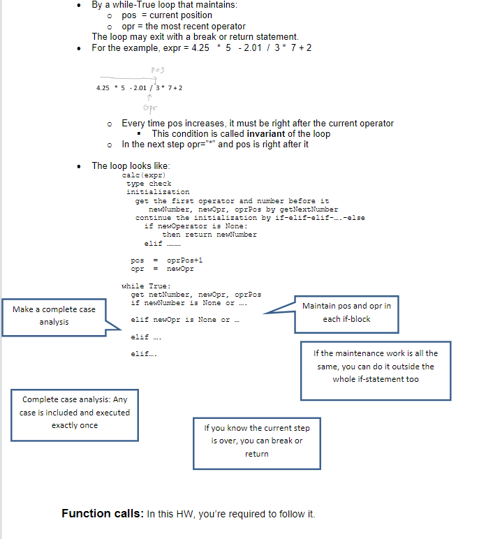 Calculator Function The first four functions are complete. The last function, calc(),