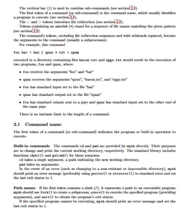 our program mysh takes up to one argument. When given one argument,