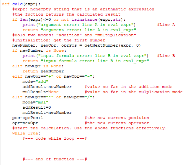 - 3 + 5 / 4 * 2" Comments explaining your thought