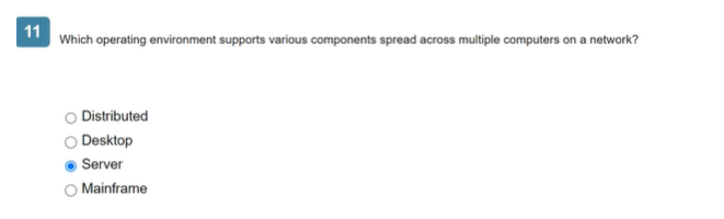  11 Which operating environment supports various components spread across multiple computers