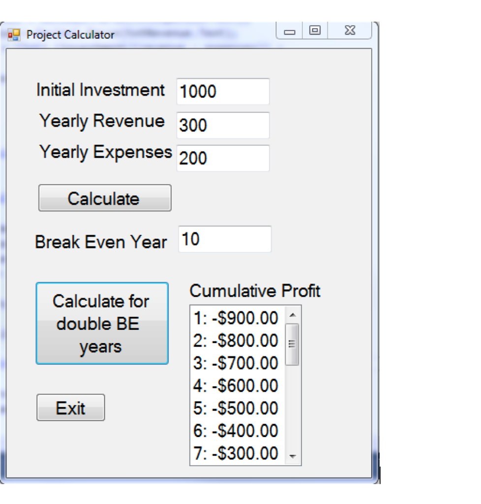1.2 Write a code for the following application. A project has initial