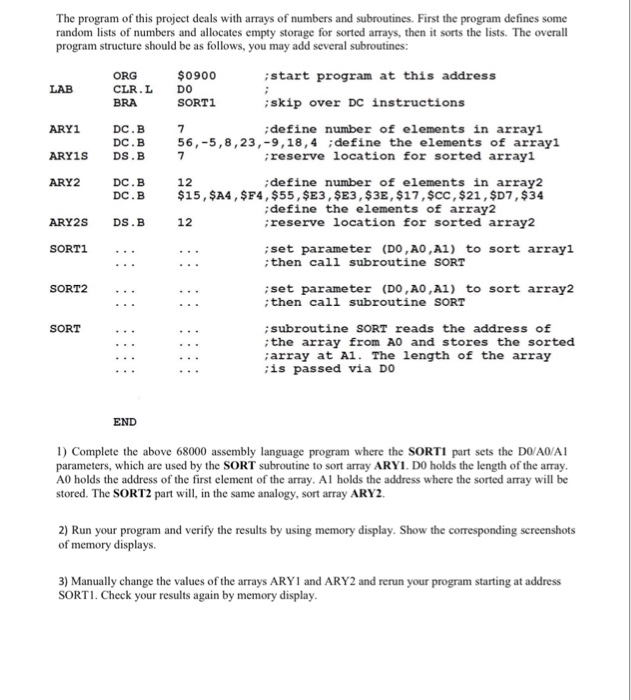  EASY 68K (ASSEMBLY LANGUAGE) Please do this as the question ask,