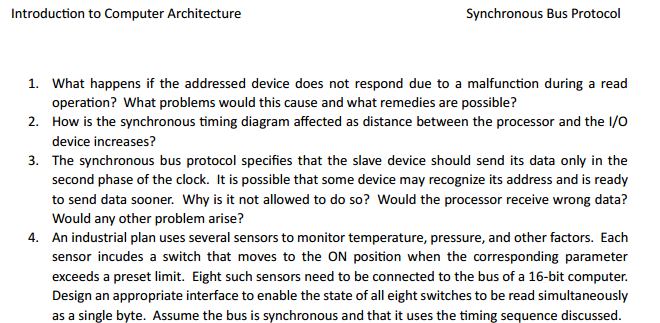 This question is about computer architecture. I'm having trouble with these synchronous