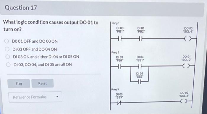  ? What logic condition causes output DO 01 to turn on?