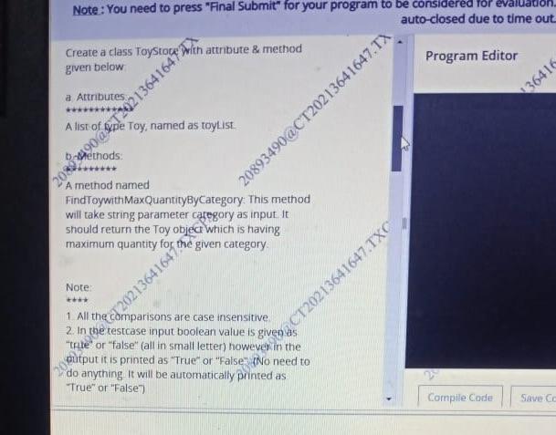 code in C # only Note: You need to press "Final Submit"