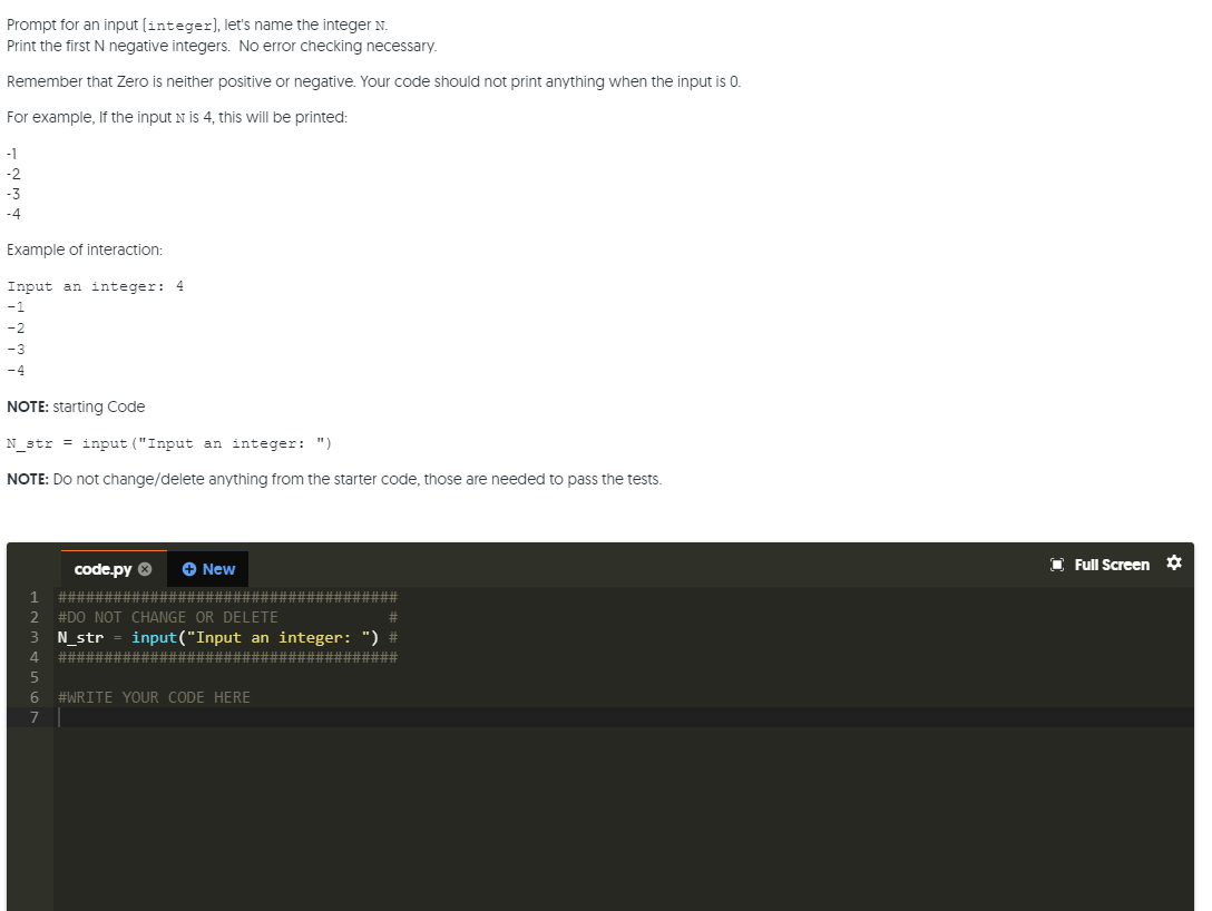 Prompt for an input (integer), let's name the integer N. Print