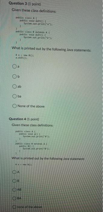 public A System.out.print(AT): public class extends A public DC this(4) System.out.print(0) 1