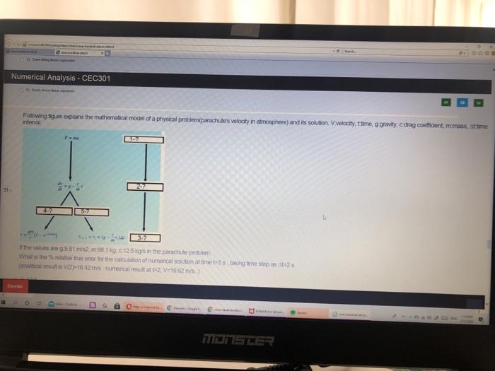 V velocity, time, g gravity c drag coefficient, immass. At time 52