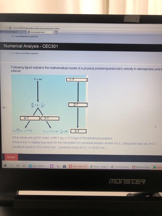 if the values are 981 2.58 1.125 kgs in the parachute problem