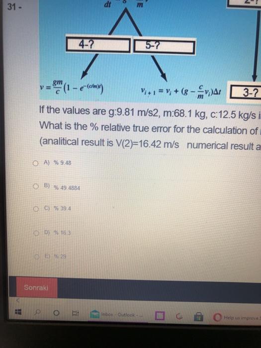 What is the velocity of the parachute at times by using numerical