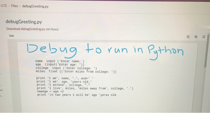  Debug to run in Python