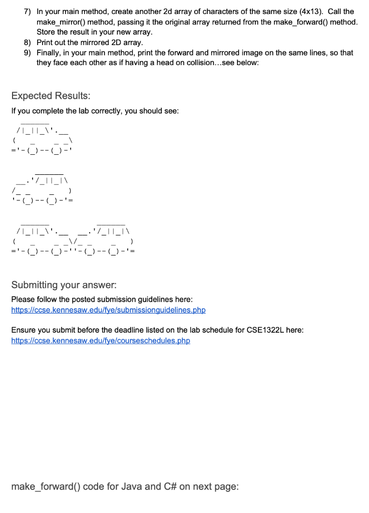 going to draw some Ascii Art using a two dimensional array. When