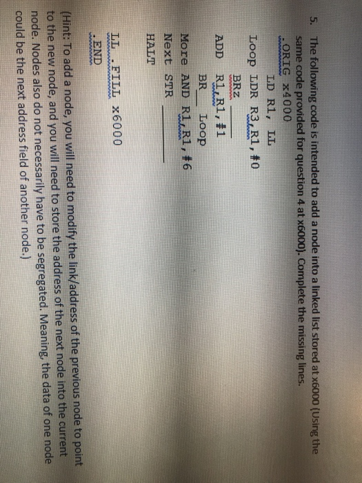  The following code is intended to add a node into a