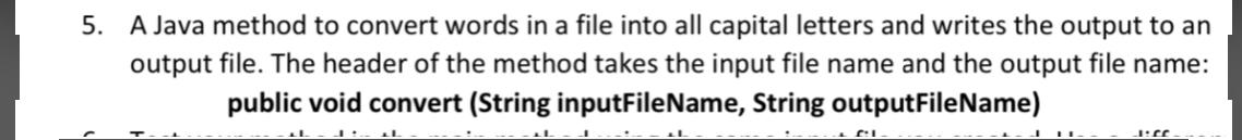 5. A Java method to convert words in a file into
