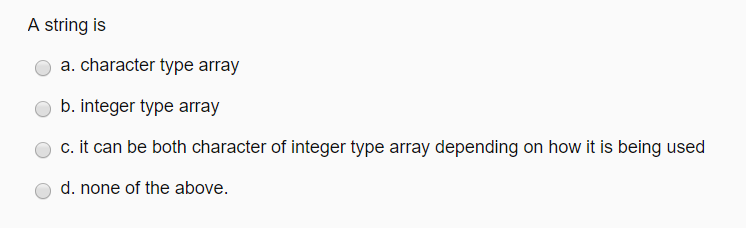 An array is not _____________________________. a) a consecutive group of memory