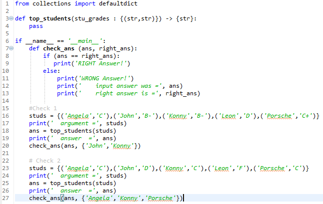 Need to write top_students function Not sure if need to use defaultdict()