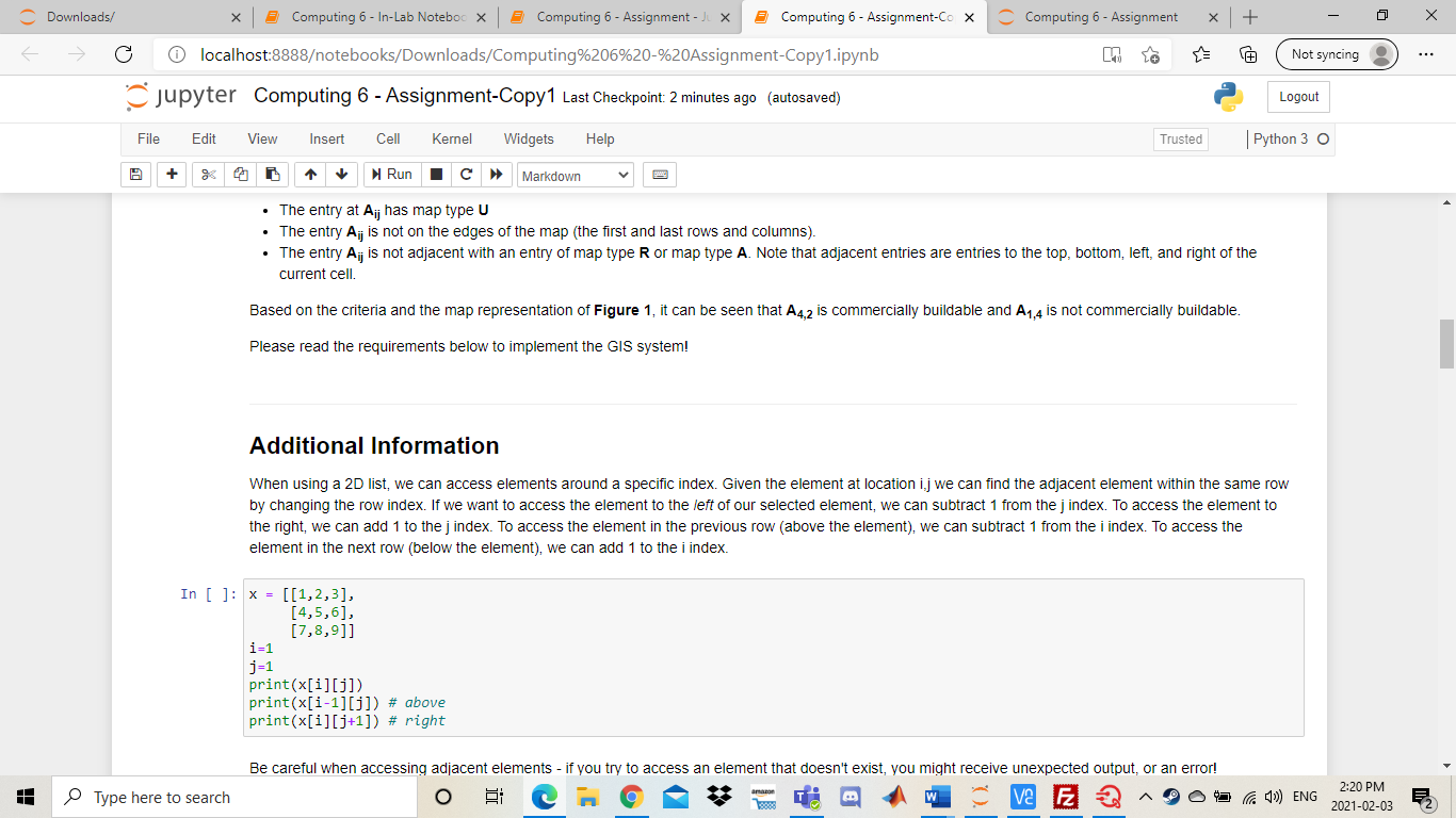 ta Not syncing localhost:8888otebooks/Downloads/Computing%206%20-%20Assignment-Copy1.ipynb jupyter Computing 6 - Assignment-Copy1 Last Checkpoint: 2