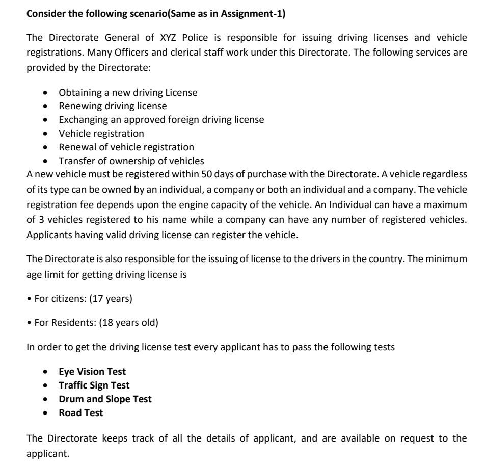  Write a program for the given Scenario using java with proper