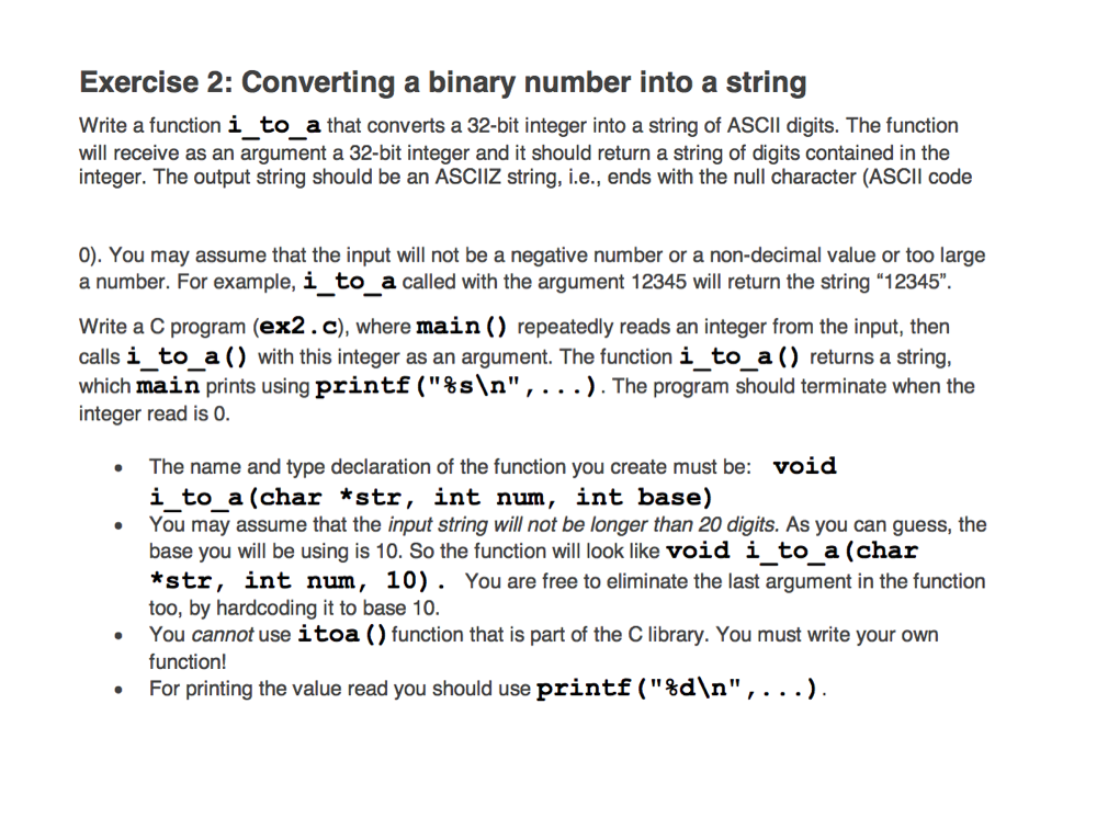  Write a function i_to_a that converts a 32-bit integer into a