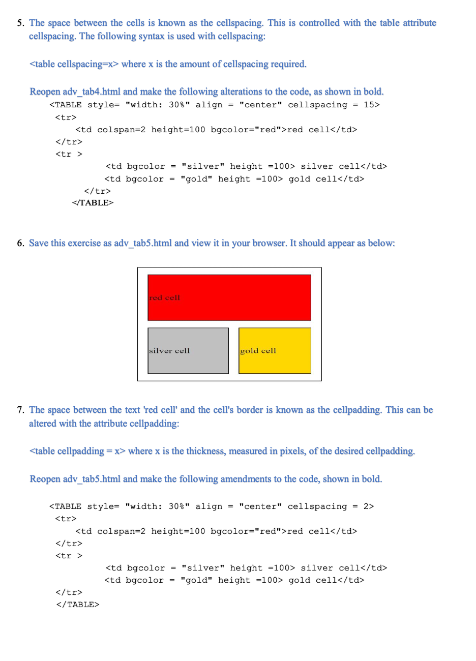 is to create the following table. red cell silver cell gold cell