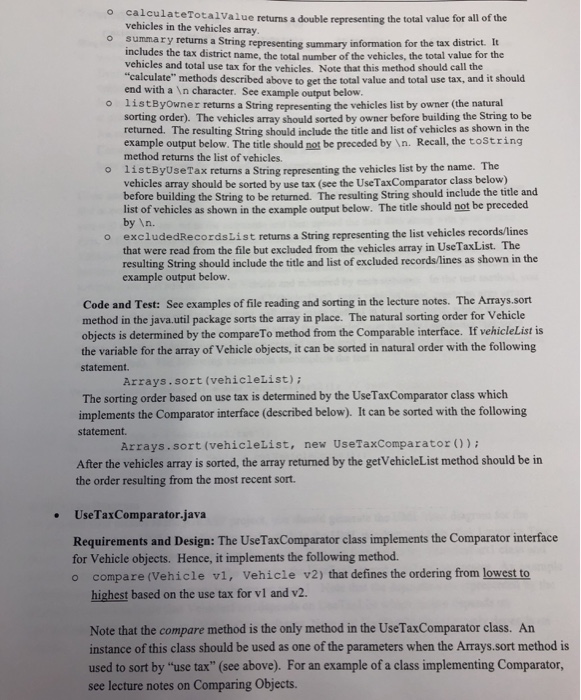 The driver class for this project, VehiclesPart1.java, should contain a main method